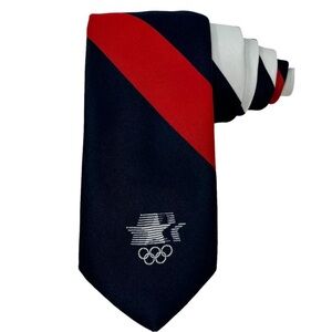 US Olympics Vintage 80s Tie Summer Games Striped Made in the USA Necktie Men’s